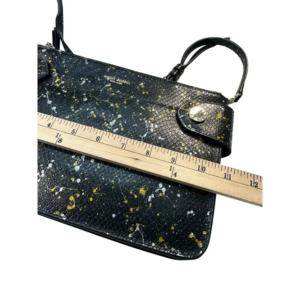 Henri‎ Bendel Divine Splatter Snake Crossbody Women OS Black NWOT Rare Leather